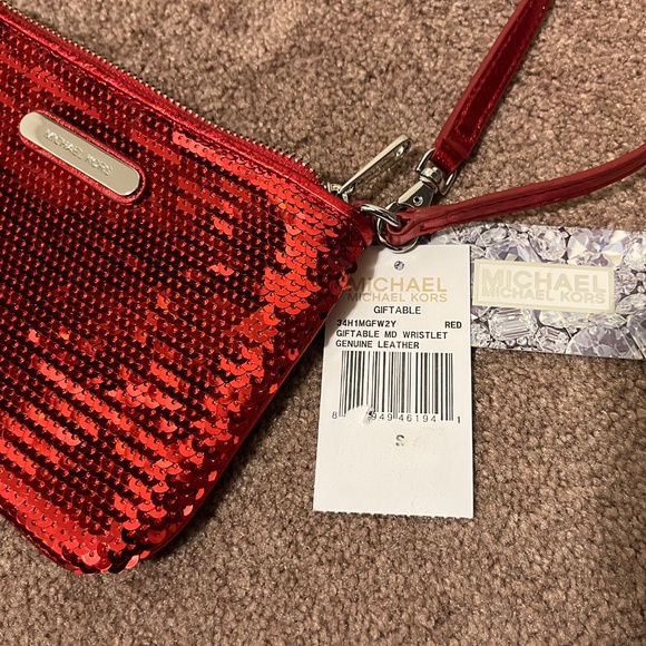 Michael Kors Red Sequin Wristlet - Picture 7 of 10